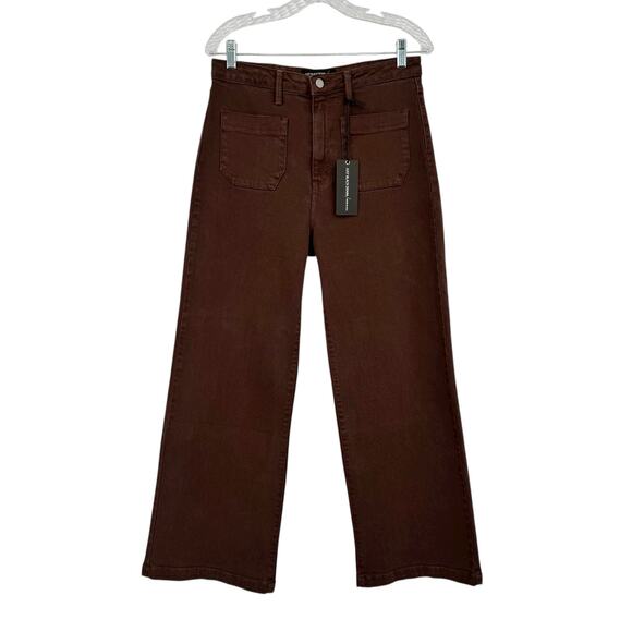 Just Black Denim Patch Pocket Wide Leg Jeans in Chocolate Brown Size 30 NWT - Picture 4 of 15